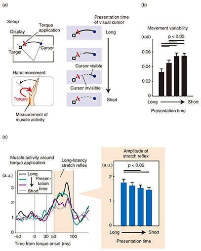 Fig. 5. Effect of uncertainty in body states on stretch reflex.