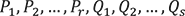 P1からPrまでとQ1からQsまで
