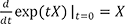 dexp(tX)/dt|t=0 = X