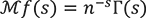 Mf(s)=nの-s乗とΓ(s)の積に等しい
