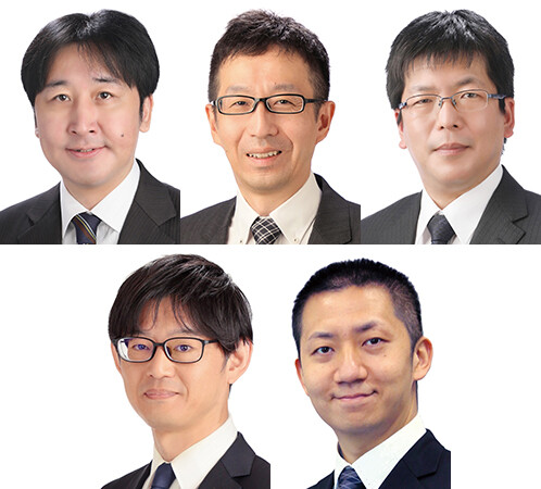 （上段左から）横関　大子郎／藤村　滋／伊藤　宏樹（下段左から）田中　政志／張　一凡