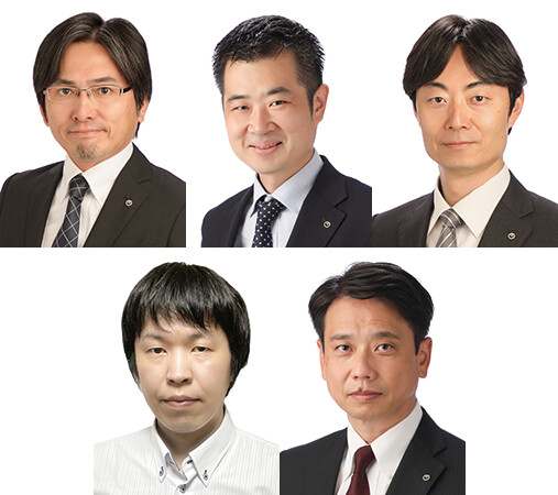 （上段左から）髙屋　和幸／安田　幹／鷲尾　知暁（下段左から）川原　祐人／阿部　正幸