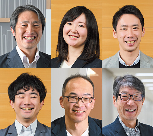 （上段左から）岡本　創／黒子　めぐみ／畑中　大樹（下段左から）浅野　元紀／谷保　芳孝／山口　浩司
