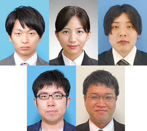（上段左から）北条　伸克／水野　沙希／鈴木　啓太（下段左から）山﨑　善啓／西田　京介