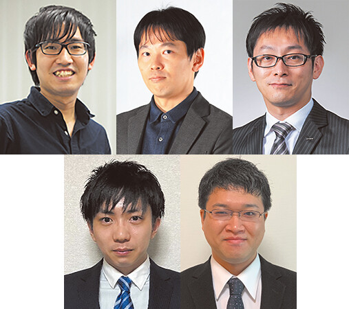 （上段左から）西田　光甫／杉山　弘晃／風戸　広史（下段左から）長谷川　拓／西田　京介